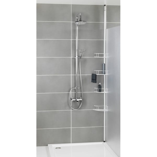 Biela rohová teleskopická kúpeľňová polička z nehrdzavejúcej ocele Dolcedo – Wenko-image-1