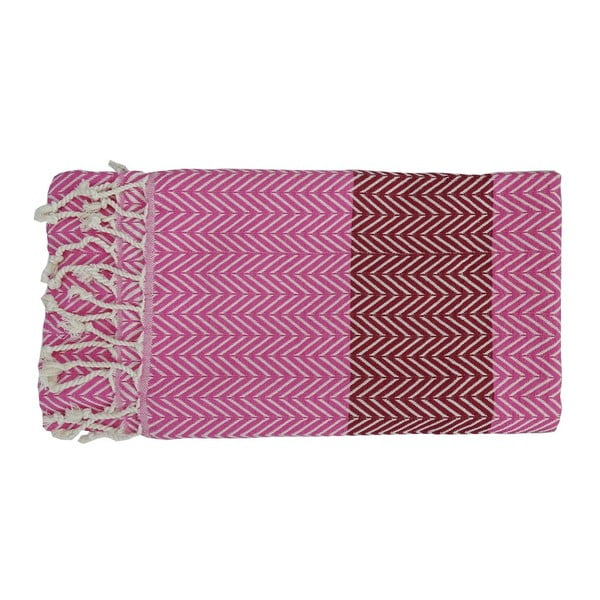 Ružová ručne tkaná osuška z prémiovej bavlny Damla, 100 × 180 cm