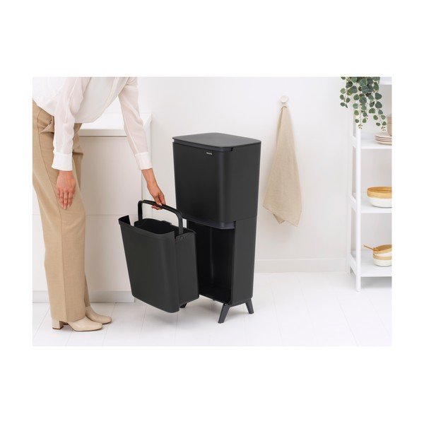 Tmavosivý plastový odpadkový kôš 25+10+10 l na triedený odpad SortUp Recycle Hi – Brabantia-image-2
