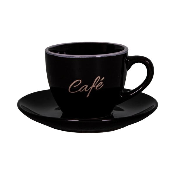 čierna šálka na espresso z kameniny Bistro - café - Antic Line