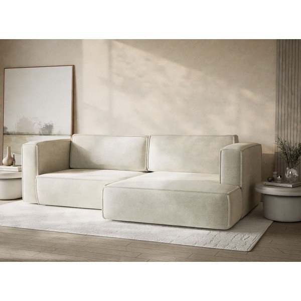 Krémová ženilková rozkladacia/s úložným priestorom rohová pohovka (pravý roh/s leňoškou) Velto – Maison de Rêve-image-4