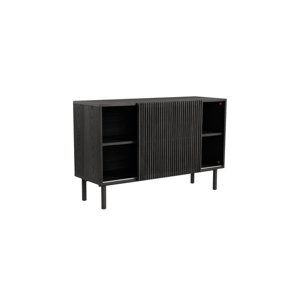 Čierna skrinka v dekore jaseňa s posuvnými dverami 124x80x45 cm Sion – Jotex-image-2