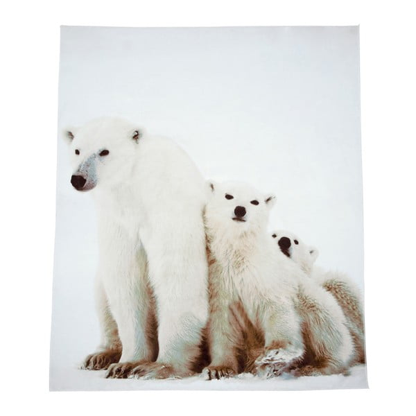 Biela deka J-Line Bear, 130x160 cm