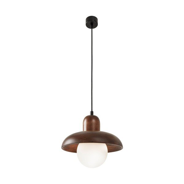 Hnedé závesné svietidlo s dreveným tienidlom ø 25 cm Elsa – Opviq lights