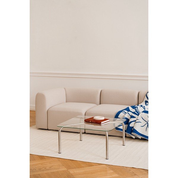 Konferenčný stolík so sklenenou doskou v striebornej farbe 60x80 cm Uku – noo.ma-image-1