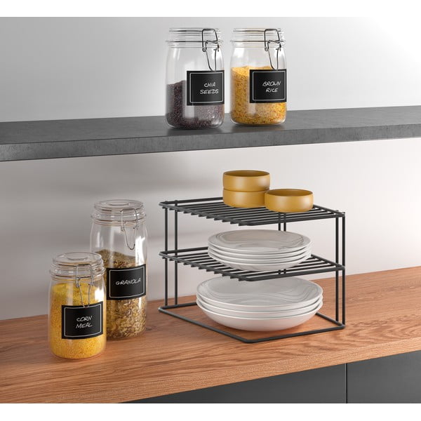 Čierna prídavná polička z nehrdzavejúcej ocele 25x25 cm Palio – Metaltex-image-1