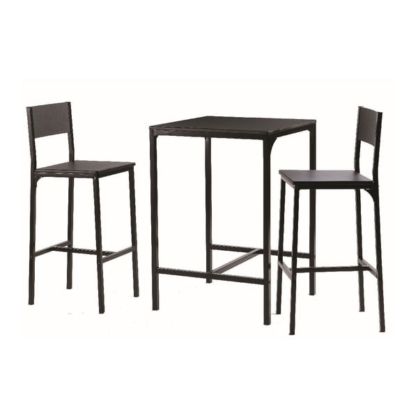 Barový stolík s dvoma stoličkami Black Set