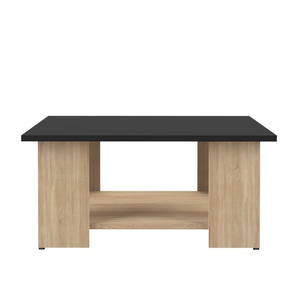 Konferenčný stolík v dekore duba s čiernou doskou 67x67 cm Square - TemaHome 