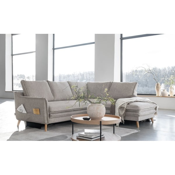 Béžová rozkladacia rohová pohovka (pravý roh) Charming Charlie – Miuform-image-3