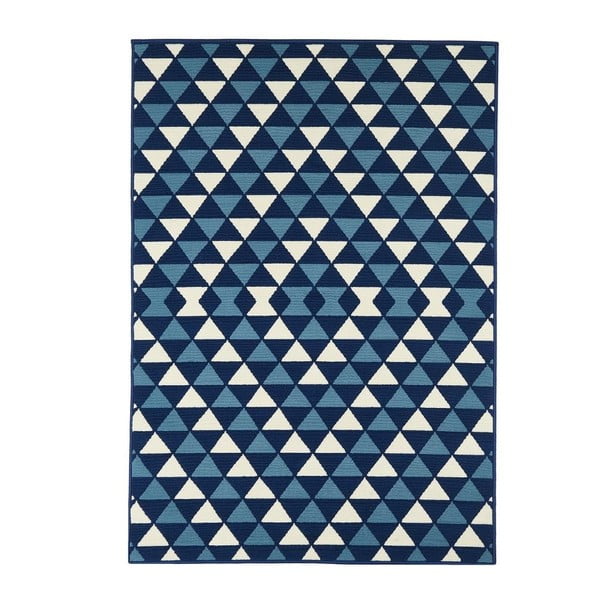 Modrý vysokoodolný koberec Webtappeti Triangles, 160 × 230 cm