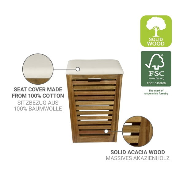 Tmavo prírodný drevený kôš na bielizeň 55 l Fondi – Wenko-image-2