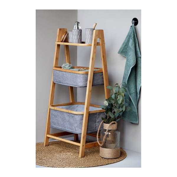 Sivo-hnedý bambusový kúpeľňový regál 44x91 cm Bahari - Wenko-image-3