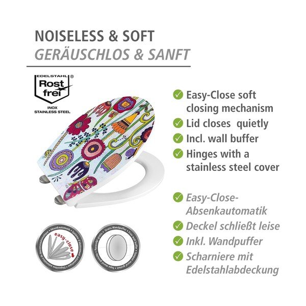 Záchodová doska s automatickým zatváraním 37 x 44,5 cm Rollin'Art Full Bloom – Wenko-image-4