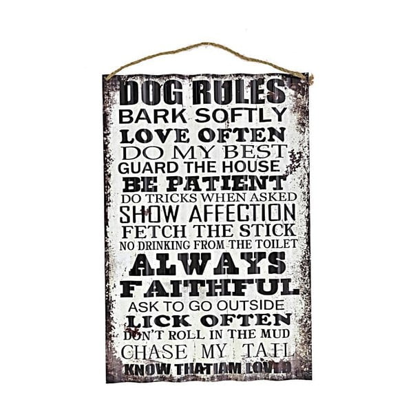 Nástenná ceduľa Dog Rules, 40x60 cm