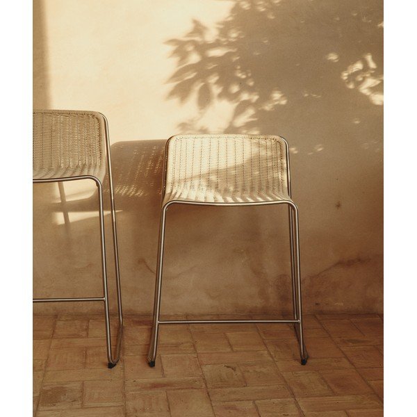 Béžová kovová záhradná barová stolička Tavari – Kave Home-image-3