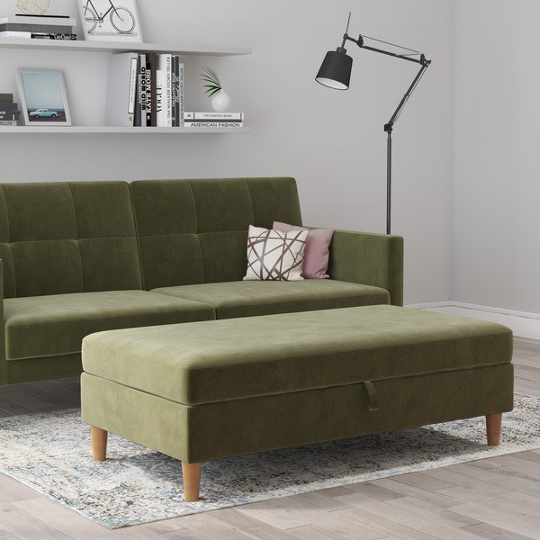 Zelená zamatová podnožka Lilly – Støraa-image-3