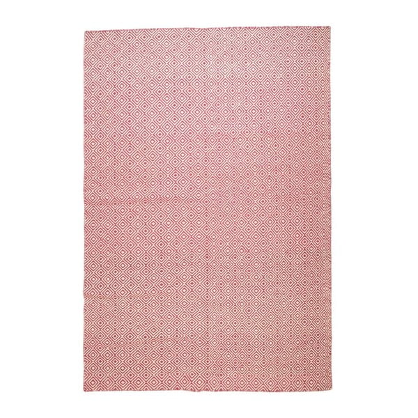 Vlnený koberec Geometry Rhomb Pink & White, 160x230 cm