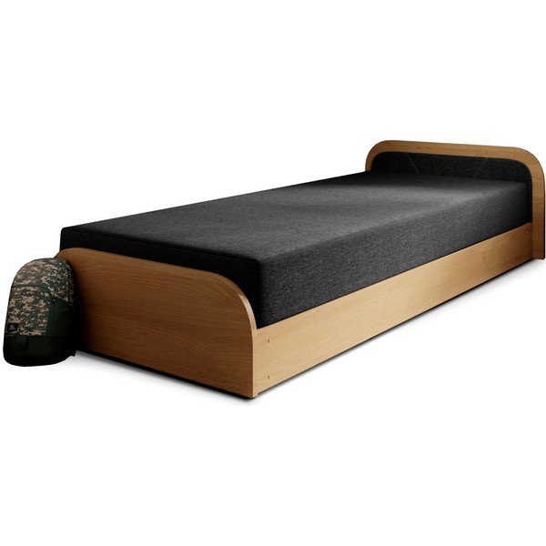 Okrovožltá/tmavosivá čalúnená/z drevotriesky jednolôžková posteľ s úložným priestorom s matracom 80x190 cm Parys – ELTAP