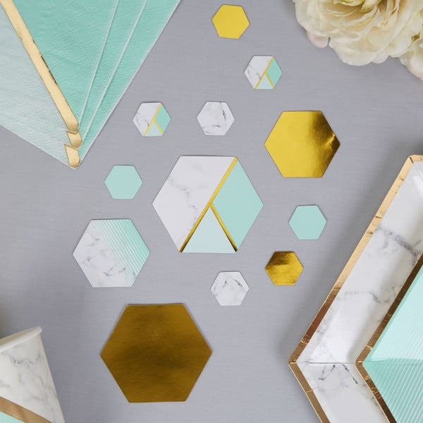 Sada 100 stolových dekorácií Neviti Mint Colour Block Marble