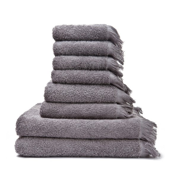 Set 4 sivých osušiek a 2 uterákov z čistej bavlny Casa Di Bassi Basic