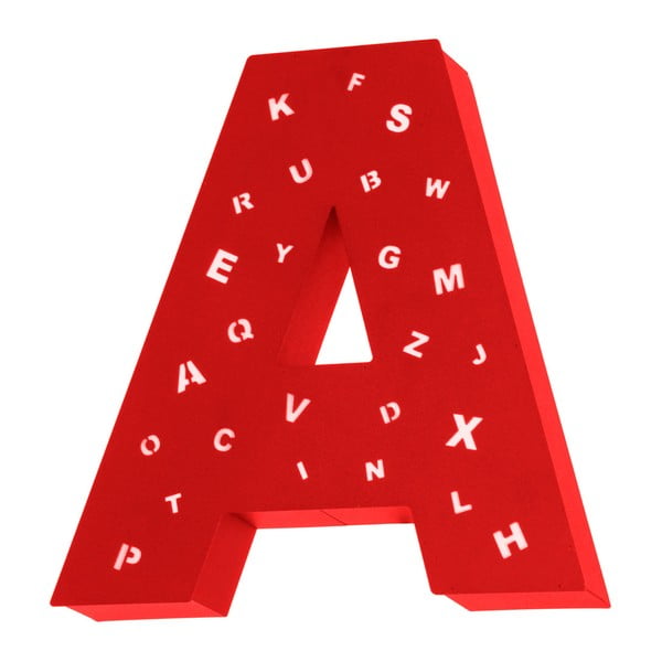 Červená svetelná dekorácia v tvare písmena Glimte Letter A