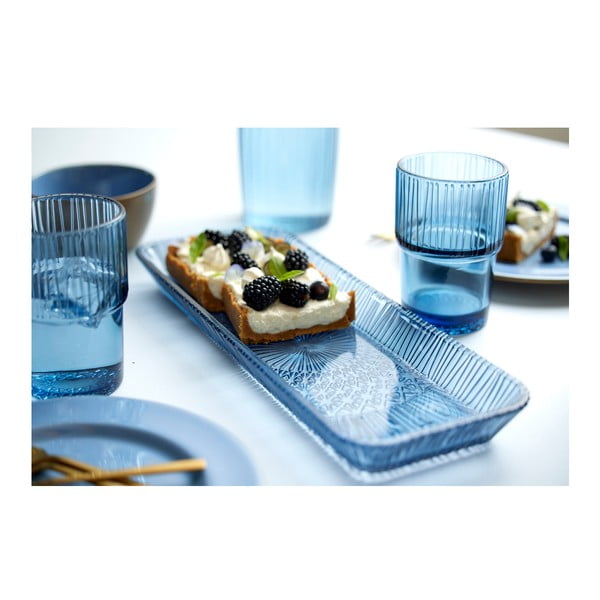 Modrý sklenený servírovací tanier 14x38 cm Kusintha - Bitz-image-1