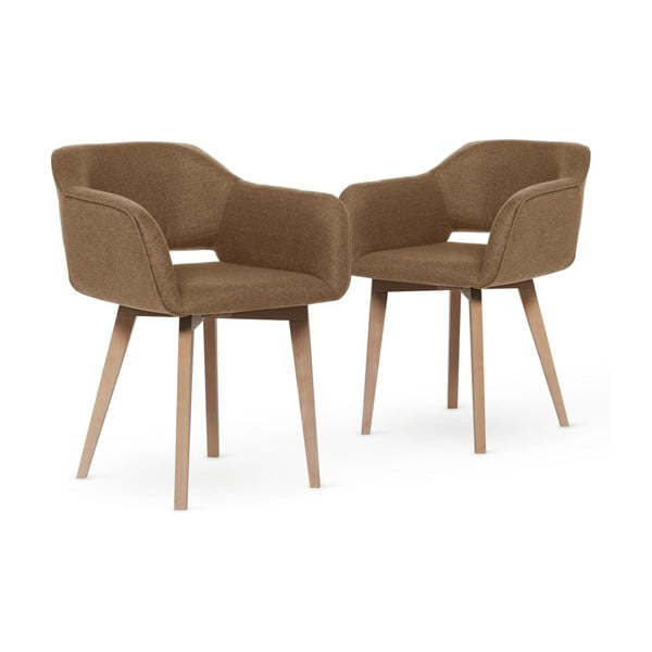 Sada 2 hnedých jedálenských stoličiek so svetlými nohami My Pop Design Oldenburg