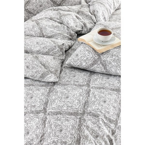 Sivé obliečky na dvojlôžko/predĺžené s plachtou/4-dielne 200x220 cm Geometric – Mila Home-image-2