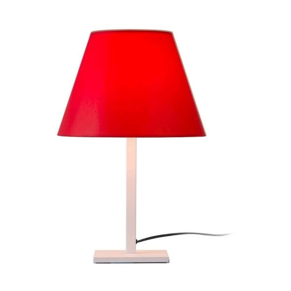 Červená stolová lampa so štvorcovou podstavou jane