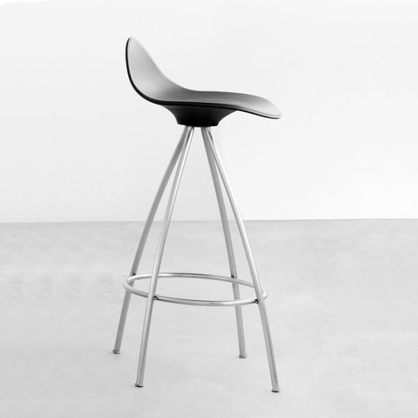 Čierna stolička s chrómovanými nohami Stua Onda, 76 cm
