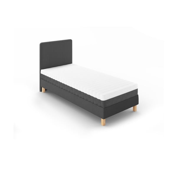 Tmavosivá čalúnená jednolôžková posteľ s roštom 90x200 cm Lotus – Cosmopolitan Design-image-1