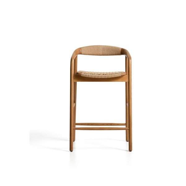 Barová stolička s podrúčkami z dubového dreva v prírodnej farbe (výška sedadla 65 cm) Derile – Kave Home-image-3