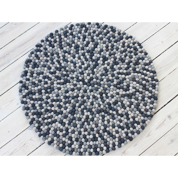Tmavosivý guľôčkový vlnený koberec Wooldot Ball rugs, ⌀ 200 cm-image-1