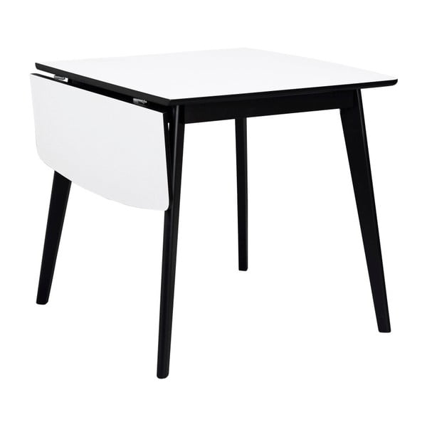 Čierno-biely jedálenský stôl so sklápacou doskou Rowico Olivia, dĺžka 80 + 30 cm