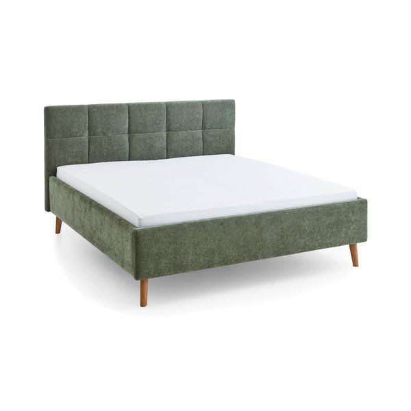Khaki čalúnená dvojlôžková posteľ s úložným priestorom s roštom 180x200 cm Nova – Meise Möbel