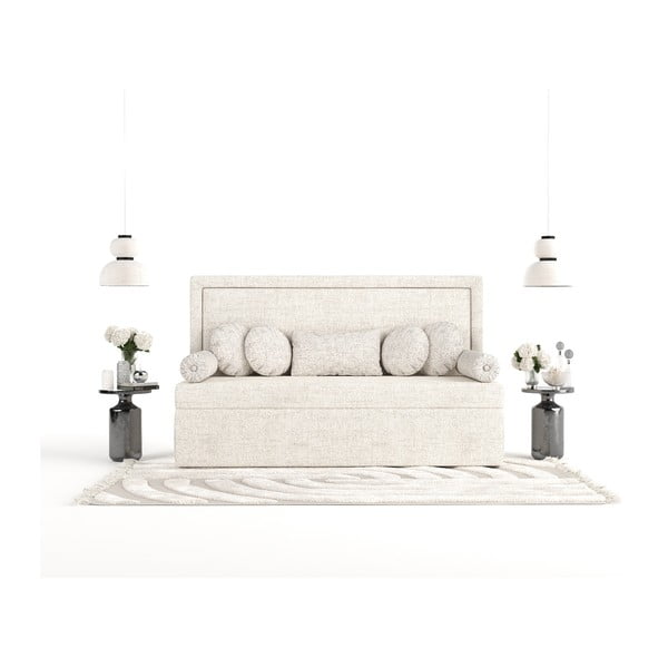 Krémovobiela čalúnená jednolôžková posteľ 90x200 cm Scala – Maison de Rêve-image-4