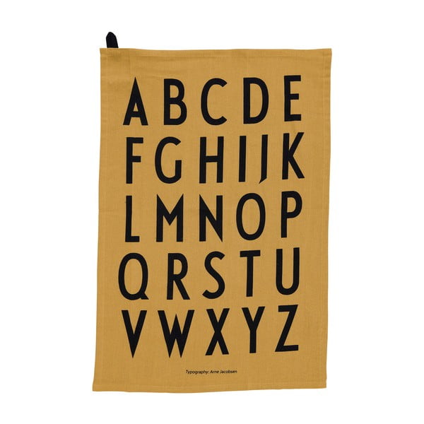 Žltá bavlnená utierka Design Letters Alphabet, 40 x 60 cm