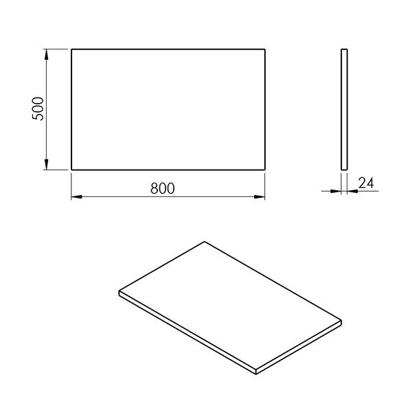 Biela doska pod umývadlo 80x50 cm Plato – Sapho-image-2