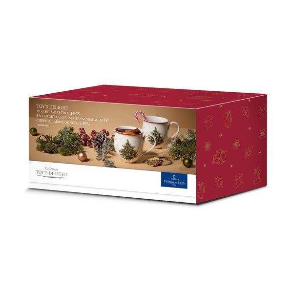 Súprava 2 bielych porcelánových hrnčekov s vianočným motívom Villeroy & Boch X-mas tree-image-2