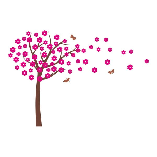 Ružová nástenná samolepka Cherry Tree