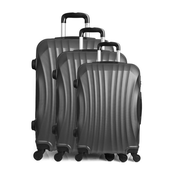 Sada 3 sivých cestovných kufrov na kolieskach Hero Moore