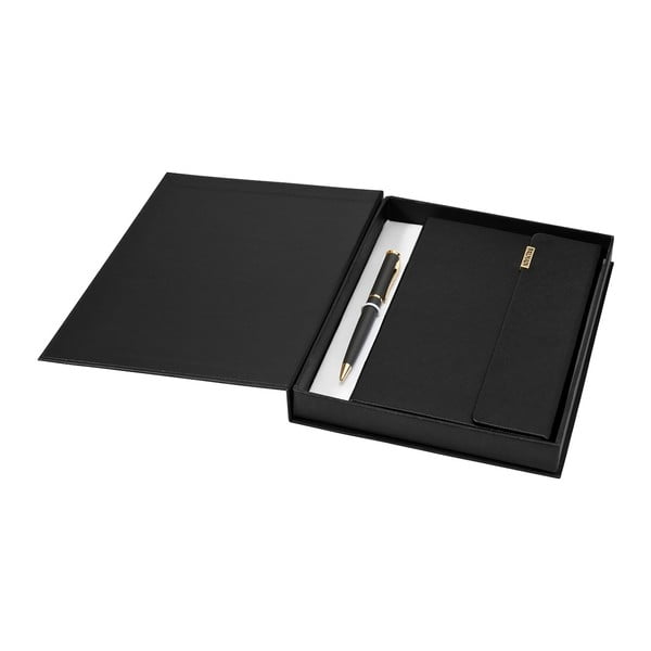 Set čierneho pera a zápisníka Balmain Notepad v darčekovej krabičke