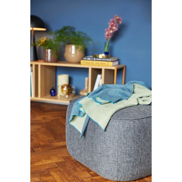 Modro-zelený bavlnený pléd Hübsch Cozy, 130 x 200 cm-image-1