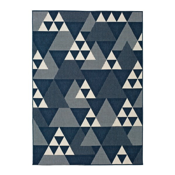 Modrý vonkajší koberec Universal Clhoe Triangles, 80 x 150 cm