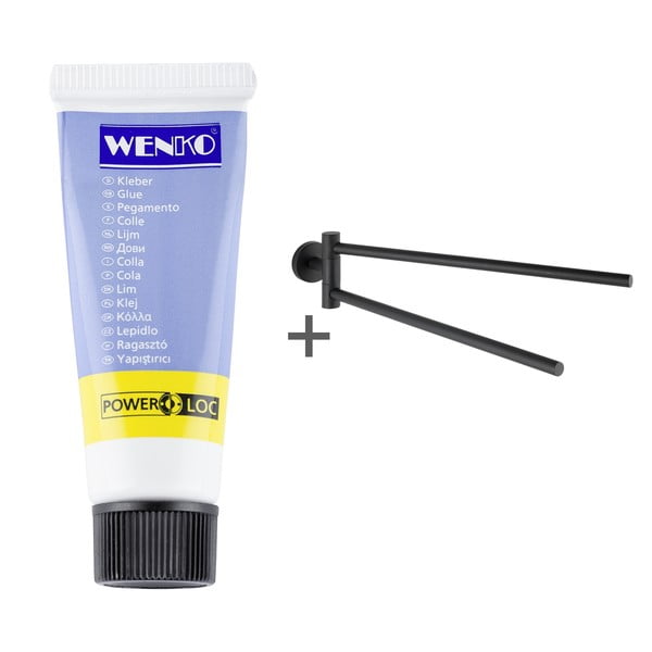 Matne čierny samodržiaci držiak na uteráky z nehrdzavejúcej ocele Bosio – Wenko