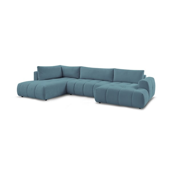 Modrá rozkladacia/s úložným priestorom rohová pohovka (ľavý roh/do tvaru "U") Fuji – Bobochic Paris-image-3