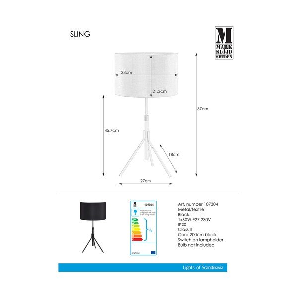 Čierna stolová lampa Markslöjd Sling-image-2