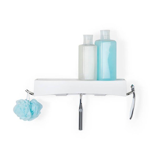 Biela nástenná samodržiaca polička Compactor Clever Flip Shower Shelf-image-4