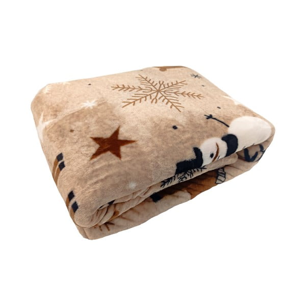 Hnedá mikroplyšová deka s vianočným motívom 150x200 cm Nordic Fairytale – My House-image-1