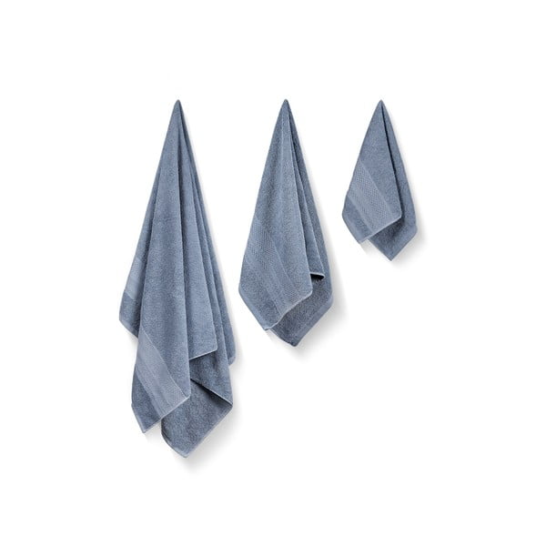 Modré froté bavlnené uteráky a osušky v súprave 3 ks Piramit – Foutastic-image-1